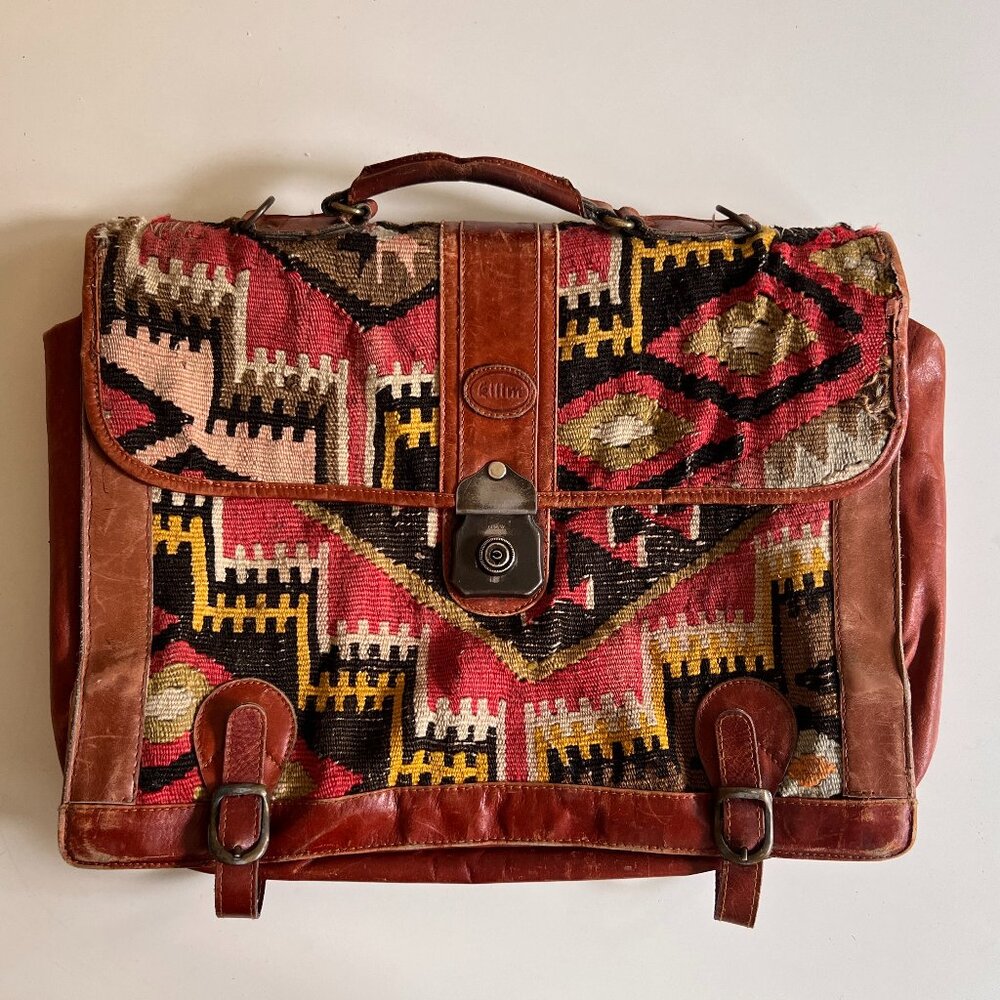 Vintage Kilim Turkish Rug Brief Bag / Briefcase / Attaché  / Laptop Bag